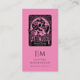 Tarot Makeup Artist Skeleton Shock rosa Visitkort