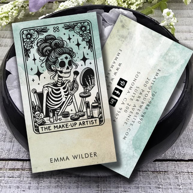 Tarot Makeup Artist Watercolor Visitkort (Skapare uppladdad)
