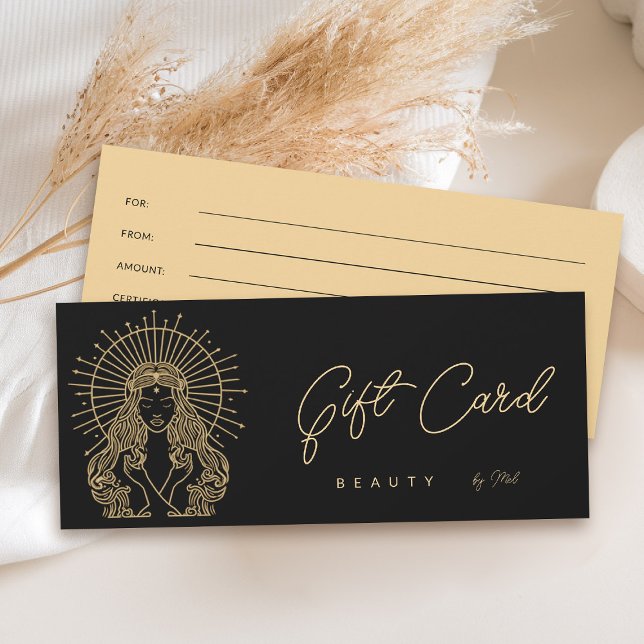 Tarot Makeup Hair Nagel Salon Guld Black Gift Card (tarot gift certificate card celestial beauty makeup hair nails lashes stylist beautician beauty )