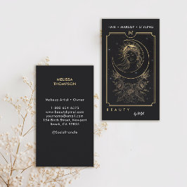 Tarot Måne Goddess Ro Modern Elegant Black Guld Visitkort