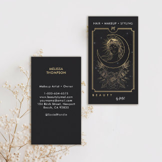 Tarot Måne Goddess Ro Modern Elegant Black Guld Visitkort