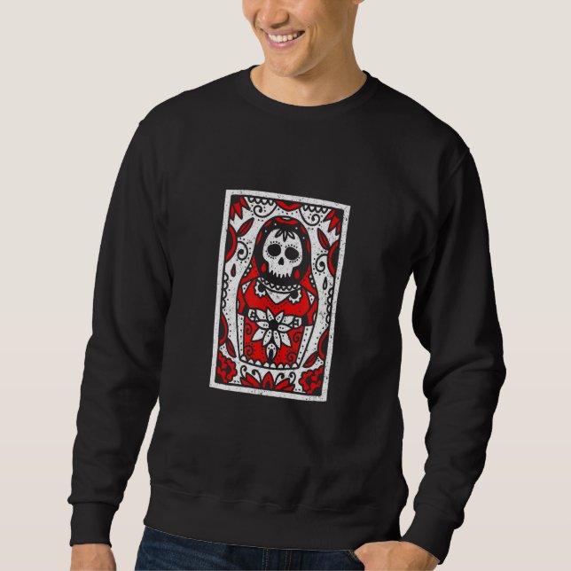 Tarot Matroshka Doll Gothic Satanic Baphomet Död Lång Ärmad Tröja (Framsida)