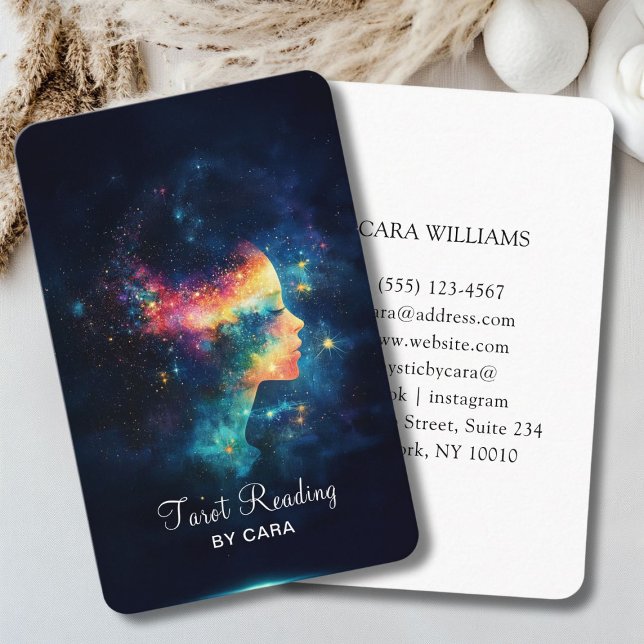 Tarot, Mystic Universe Women Visitkort (Mystic Universe Woman Business Card. Tarot, mystic, reiki, healer.)