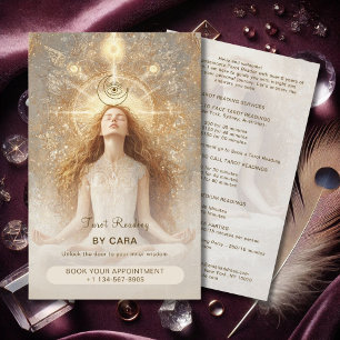 Tarot Mystic Woman Öga Måne Guld Flygblad