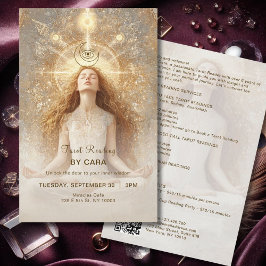 Tarot Mystic Woman Öga Måne Guld QR-kod Flygblad