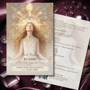 Tarot Mystic Woman Öga Måne Guld QR-kod Flygblad