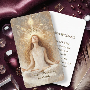 Tarot, Mystic Woman Öga Måne Guld Visitkort