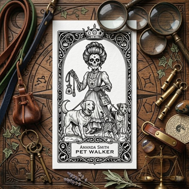 Tarot Mystisk Boho Dödskalle Husdjur Promenerare V Visitkort (Skapare uppladdad)