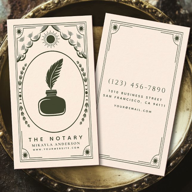Tarot Olive Vintage Notary Visitkort (Skapare uppladdad)