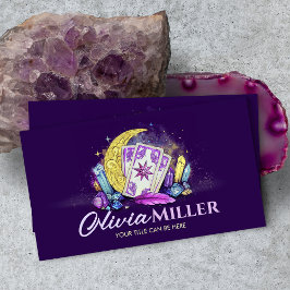 Tarot-/Oracle-kort med måne och Crystals Visitkort