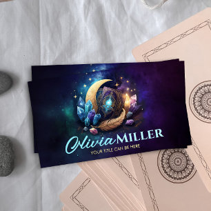 Tarot-/Oracle-kort med måne och Crystals Visitkort