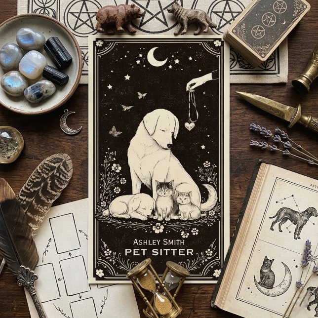 Tarot Pet Sitter Celestial Boho Business Card Visitkort (Skapare uppladdad)