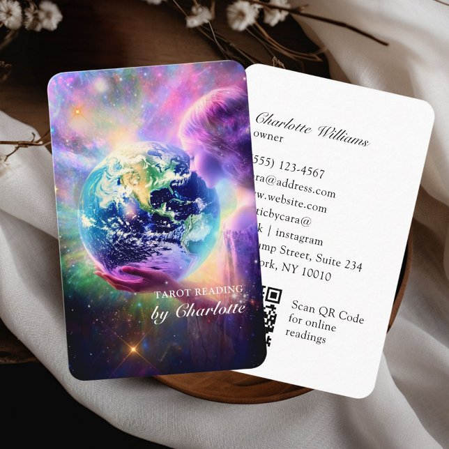 Tarot, QR-kod för universell kvinna Visitkort (Tarot, Universe-Woman QR Code Business Card)