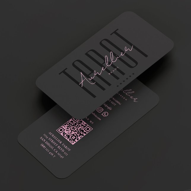 Tarot Reader Astrolog Psychic Black Rosa Visitkort (Skapare uppladdad)