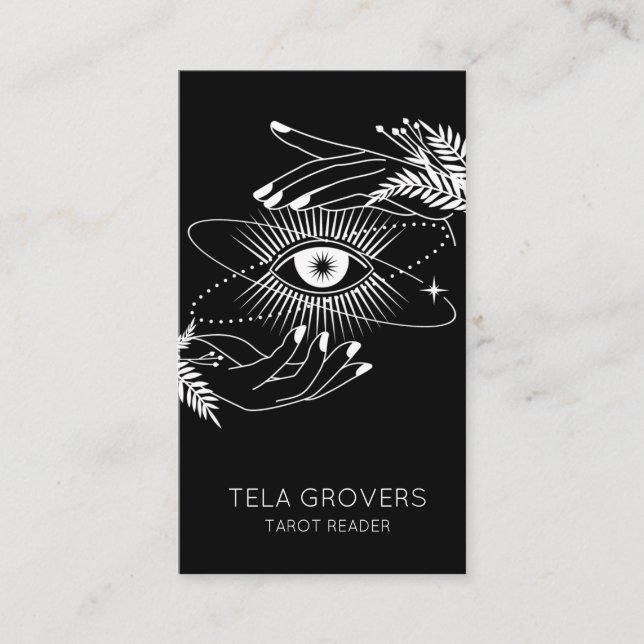Tarot Reader för svart och vit mystisk Öga Visitkort (Framsida)