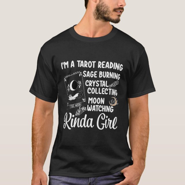 Tarot Reading Måne Phases Crystal Sage Burning Mys T Shirt (Framsida)
