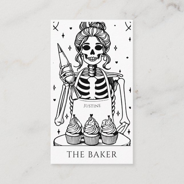 Tarot Skeleton Baker Whisk Cupkaka Visitkort (Framsida)