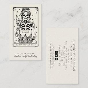 Tarot Skeleton Baker Whisk Cuptårta Cream Visitkort