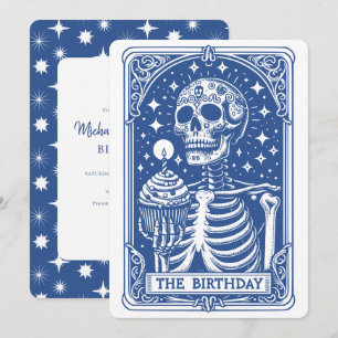 Tarot Skelett Blå Födelsedag Inbjudningar