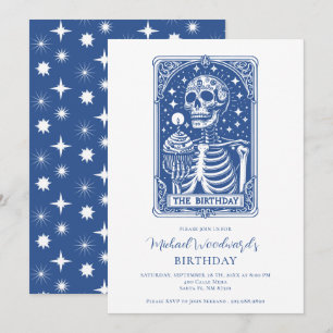 Tarot Skelett Blå Födelsedag Inbjudningar