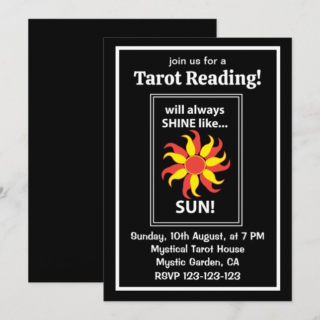 Tarot Sol Mystical Tarot Inbjudningar (Fram/baksida)