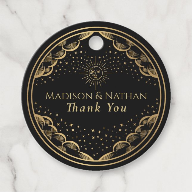 Tarot Sol och Måne Bröllop Gåvor Etiketter (Framsida)