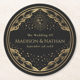 Tarot Sol och Måne Bröllop Klassisk Underlägg Papper Rund