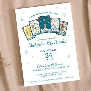 Tarot Spådom Celestial Pojke Baby Shower Inbjudningar