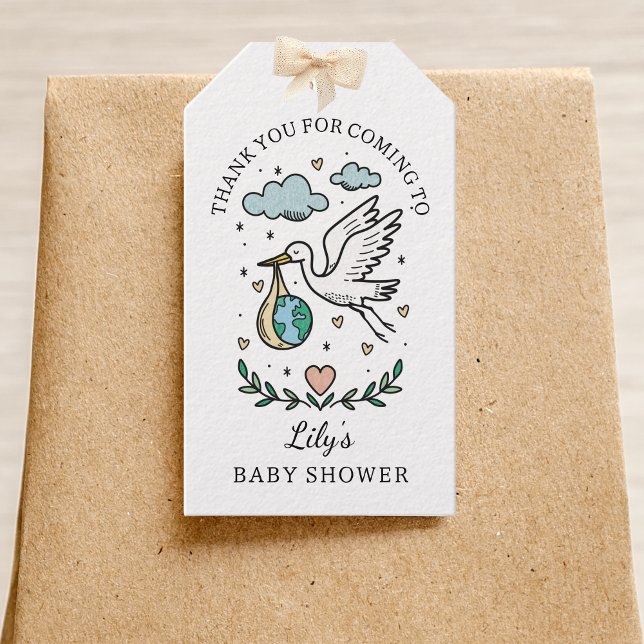 Tarot Stork Baby Boy Shower Thank You Favor Presentetikett (Skapare uppladdad)