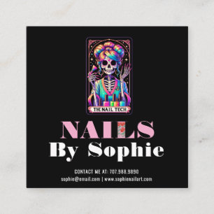 Tarot Theme Nagel Tech Nail Art Affärskort Fyrkantigt Visitkort