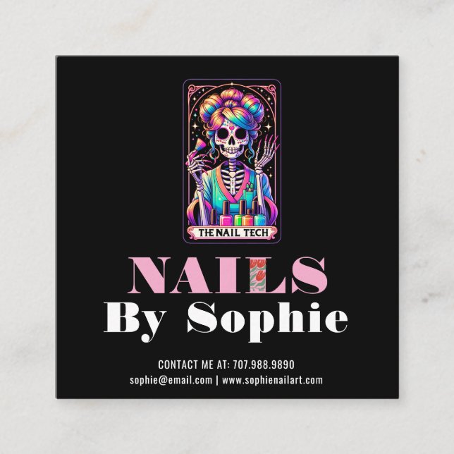 Tarot Theme Nagel Tech Nail Art Affärskort Fyrkantigt Visitkort (Framsida)