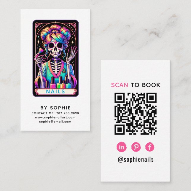Tarot Theme Nail Tech Nail Art Business Card Visitkort (Fram/baksida)