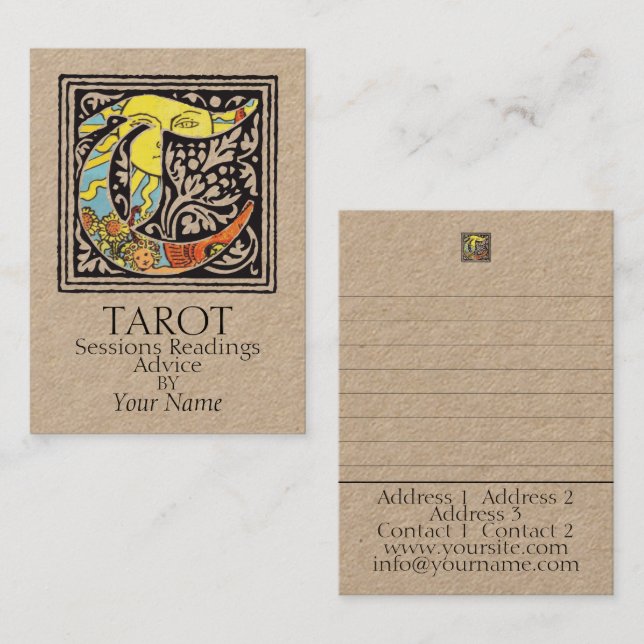 TAROT-Tränar, läsning, rådgivning - Affärskort Visitkort (Fram/baksida)