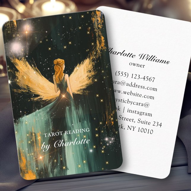 Tarot, Universe-Vingar-Woman-Affärskortet Visitkort (Tarot, Universe-Wings-Woman Business Card)