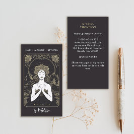 Tarot Vatten Ro Goddess Modern Elegant Black Guld Visitkort