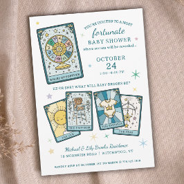 Tarot Wheel of Fortune Könsbestämmande Bebisbad Inbjudningar