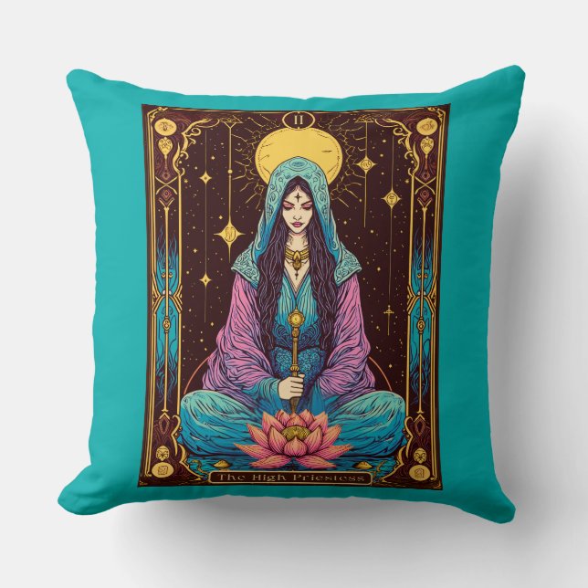 Tarotillustration, den högsta prästinnan kudde (Framsida)