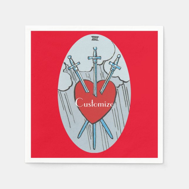 Tarotkort 3 Svärd Thunder_Cove  Pappersservett (Framsidan)
