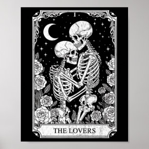 Tarotkort Älskarna Skelett Goth Halloween Häxa Poster