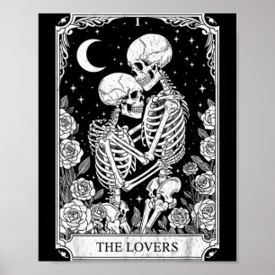Tarotkort Älskarna Skelett Goth Halloween Poster