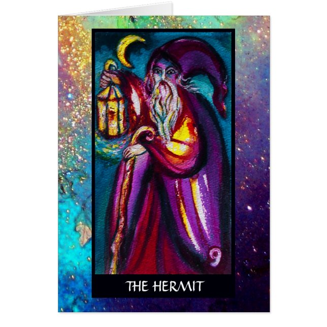 TAROTKORT AV DE FÖRSVUNNA SKUGGORNA / ERMITEN HÄLSNINGSKORT (Framsidan)