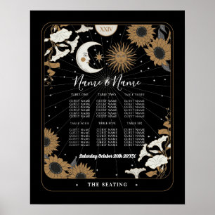 Tarotkort Bord 6: Sätesplan Bröllop Sol Måne Poster