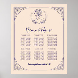 Tarotkort Bord 6 Sätesplan Bröllop Star Måne Poster