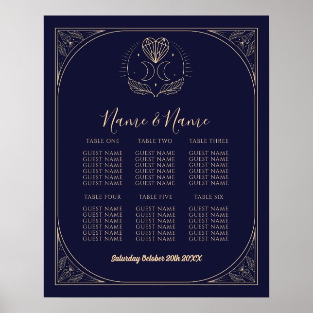 Tarotkort Bord 6 Sätesplan Bröllop Star Måne Poster (Framsidan)