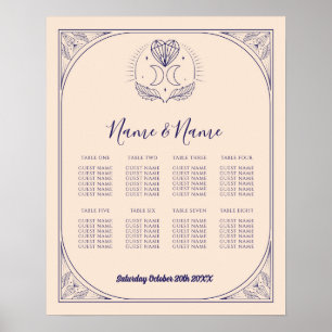 Tarotkort Bord 8 Säten Bröllop Crystals Måne Poster