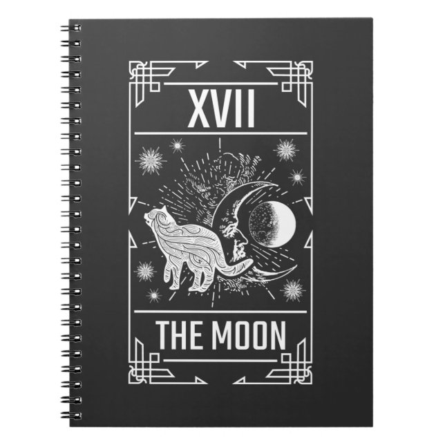 Tarotkort Crescent Måne occult Cat Gothic Witch Anteckningsbok (Framsidan)