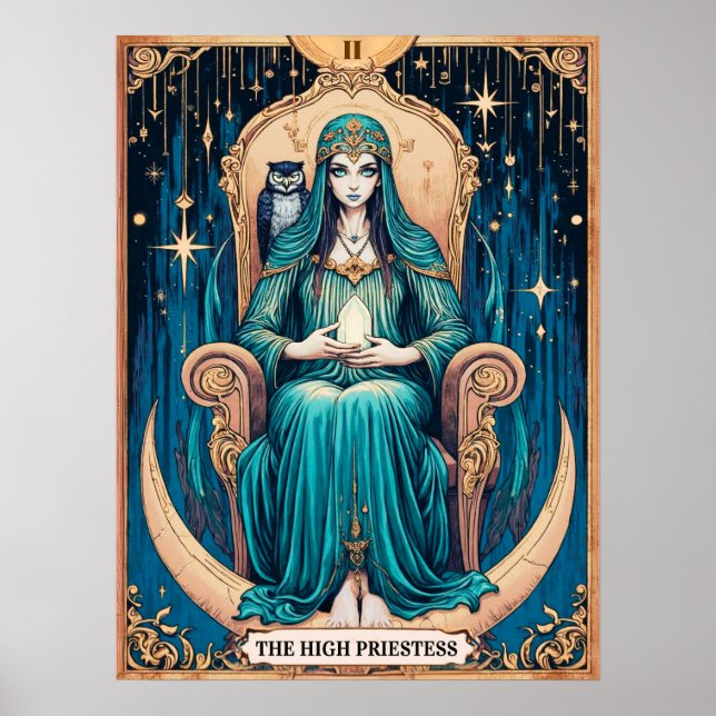 Tarotkort, den Högsta Prästinnan 2 Poster (Framsidan)