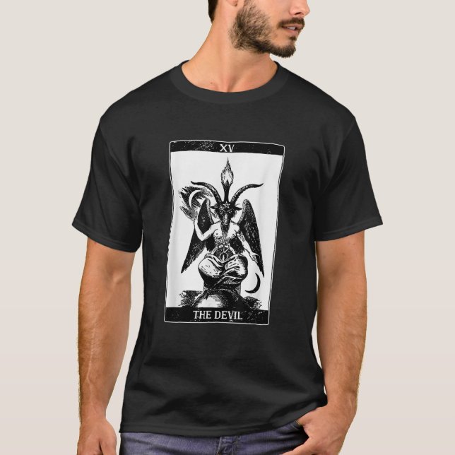 Tarotkort Djävulen Gotisk Ockult Baphomet Major T Shirt (Framsida)