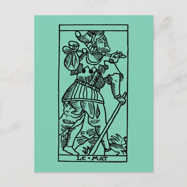 Tarotkort: Fool Vykort (Framsida)