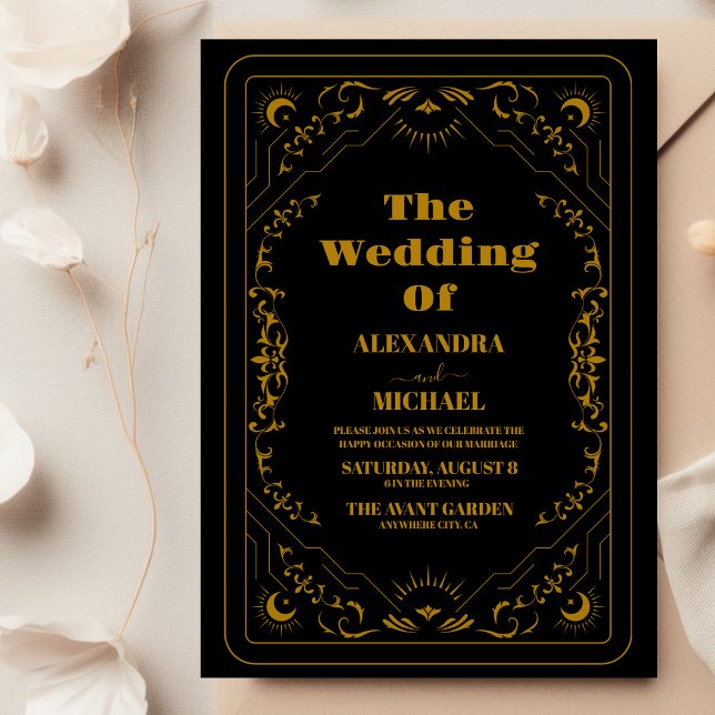 Tarotkort för guld gotisk Elegant Bröllop Inbjudningar (Skapare uppladdad)